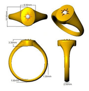 Men's Diamond Star Set Signet Ring in White, Yellow, & in 10K/14K gold and platinum with certified lab-grown or natural diamonds