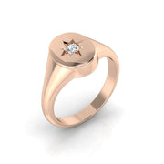Diamond Dumbarton Signet Ring in 10K/14K gold and platinum with certified lab-grown or natural diamonds