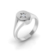Diamond Dumbarton Signet Ring in 10K/14K gold and platinum with certified lab-grown or natural diamonds