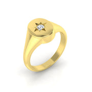 Diamond Dumbarton Signet Ring in 10K/14K gold and platinum with certified lab-grown or natural diamonds