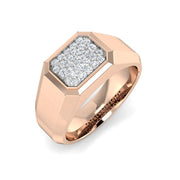 Men’s Hexagon Diamond Signet Ring with Pavé Cluster Face in 10K/14K gold and platinum with certified lab-grown or natural diamonds