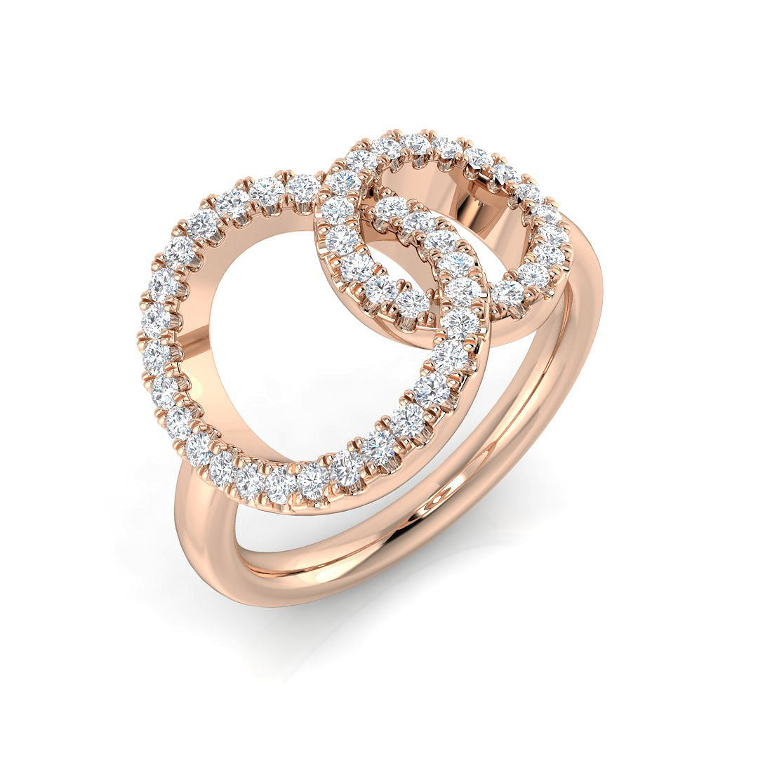 Double Circle Round Diamond Ring 0.33ct in 10K/14K gold and platinum with certified lab-grown or natural diamonds