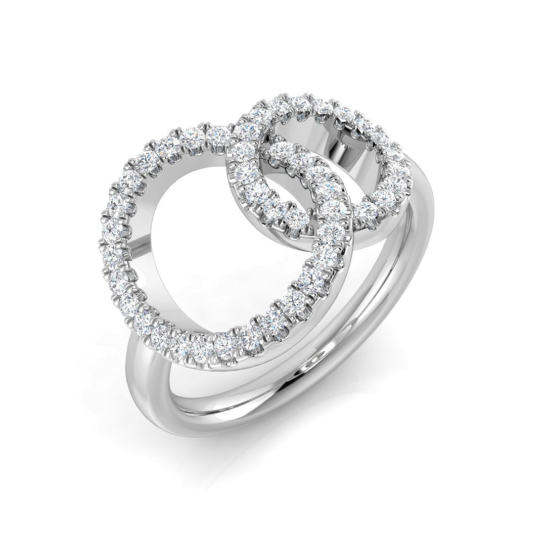Double Circle Round Diamond Ring 0.33ct in 10K/14K gold and platinum with certified lab-grown or natural diamonds