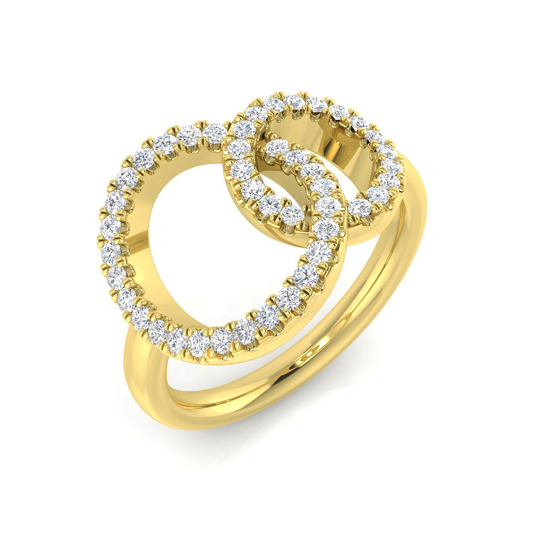 Double Circle Round Diamond Ring 0.33ct in 10K/14K gold and platinum with certified lab-grown or natural diamonds