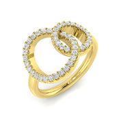 Double Circle Round Diamond Ring 0.33ct in 10K/14K gold and platinum with certified lab-grown or natural diamonds