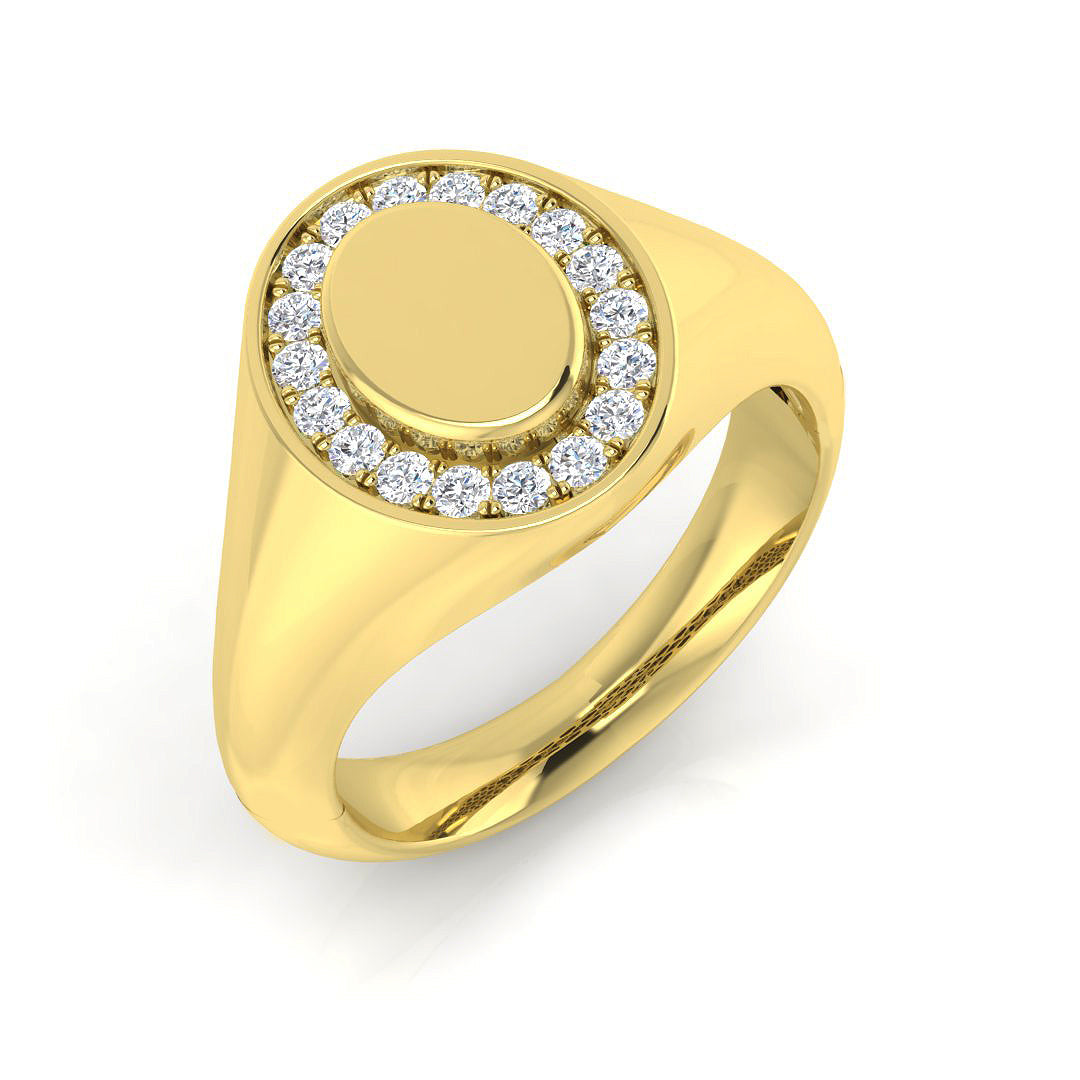 Lab-Grown Diamond Signet Ring in 10K/14K gold and platinum with certified lab-grown or natural diamonds