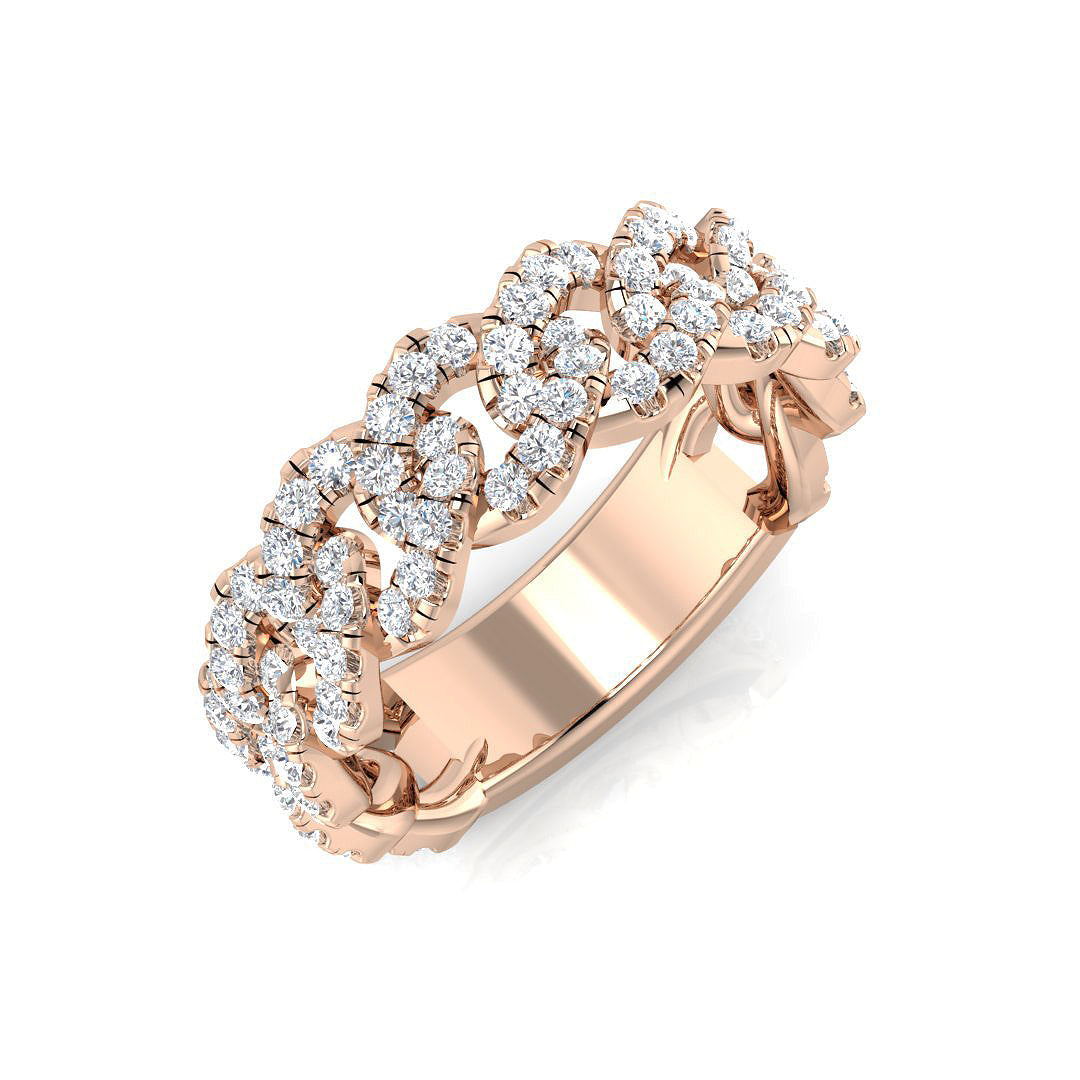 Multi Row Diamond Link Ring in 10K/14K gold and platinum with certified lab-grown or natural diamonds