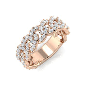 Multi Row Diamond Link Ring in 10K/14K gold and platinum with certified lab-grown or natural diamonds