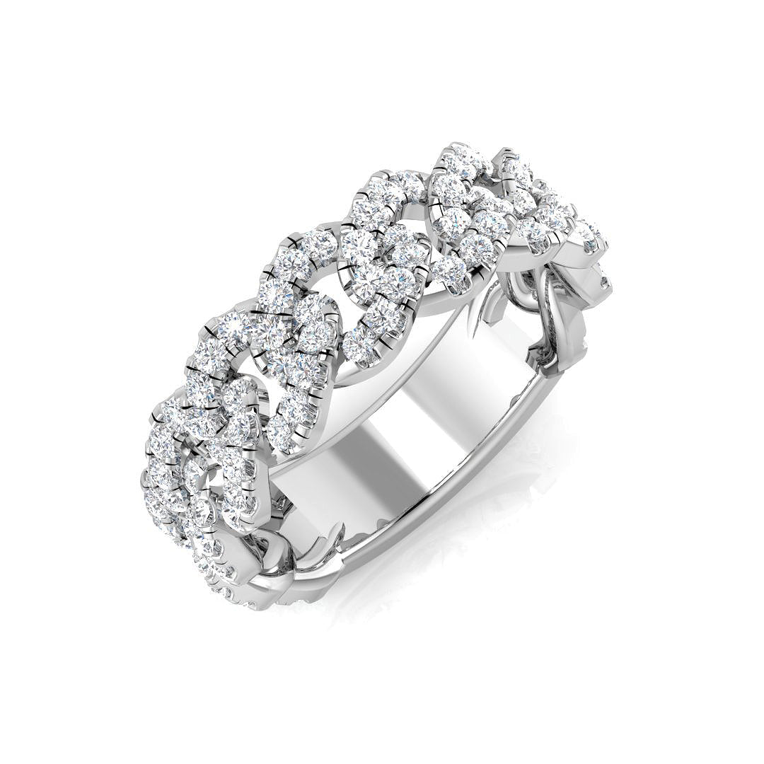 Multi Row Diamond Link Ring in 10K/14K gold and platinum with certified lab-grown or natural diamonds