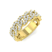 Multi Row Diamond Link Ring in 10K/14K gold and platinum with certified lab-grown or natural diamonds