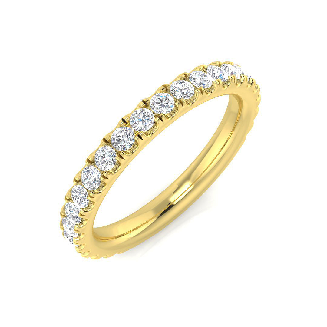 Round Diamond Lab & Natural Half Eternity Ring 0.50 Ct Pave in 10K/14K gold and platinum with certified lab-grown or natural diamonds