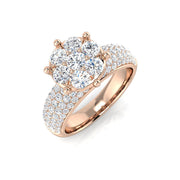 Natural Round Cut Diamond Prong Set Cluster Ring For Women in 10K/14K gold and platinum with certified lab-grown or natural diamonds