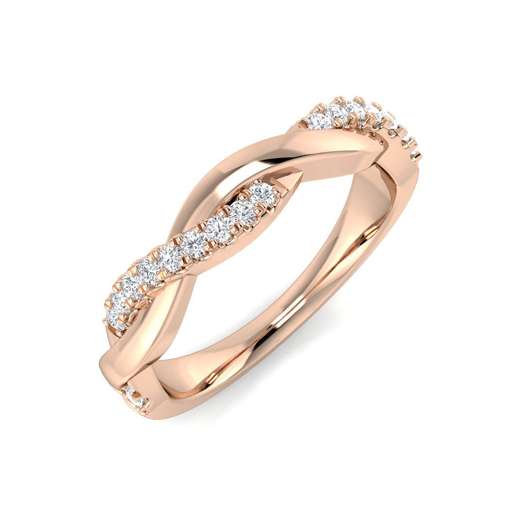 Lab-Grown Twist Diamond Pavé Ring in 10K/14K gold and platinum with certified lab-grown or natural diamonds