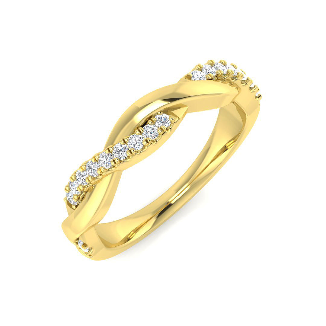 Lab-Grown Twist Diamond Pavé Ring in 10K/14K gold and platinum with certified lab-grown or natural diamonds