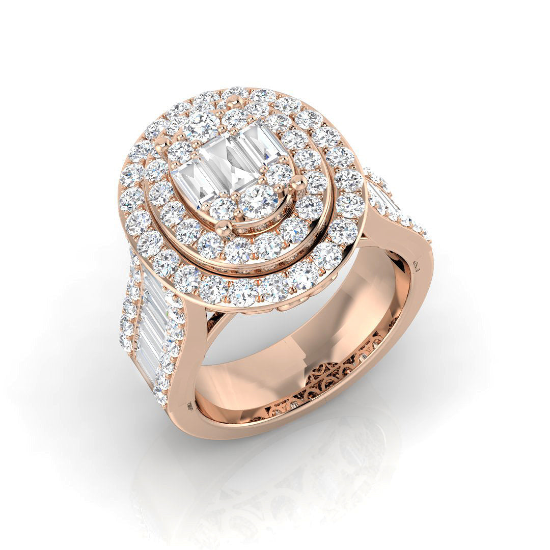 Diamond Halo Ring in 10K/14K gold and platinum with certified lab-grown or natural diamonds