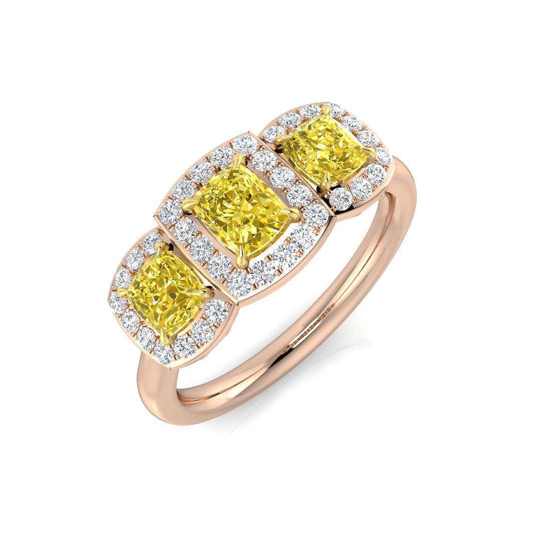 Diamond Roehampton 3 Stone Ring in 10K/14K gold and platinum with certified lab-grown or natural diamonds