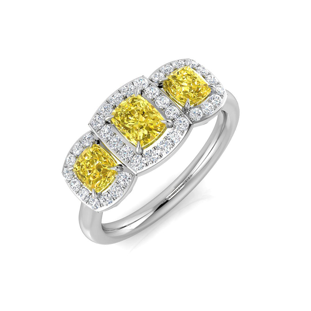 Diamond Roehampton 3 Stone Ring in 10K/14K gold and platinum with certified lab-grown or natural diamonds