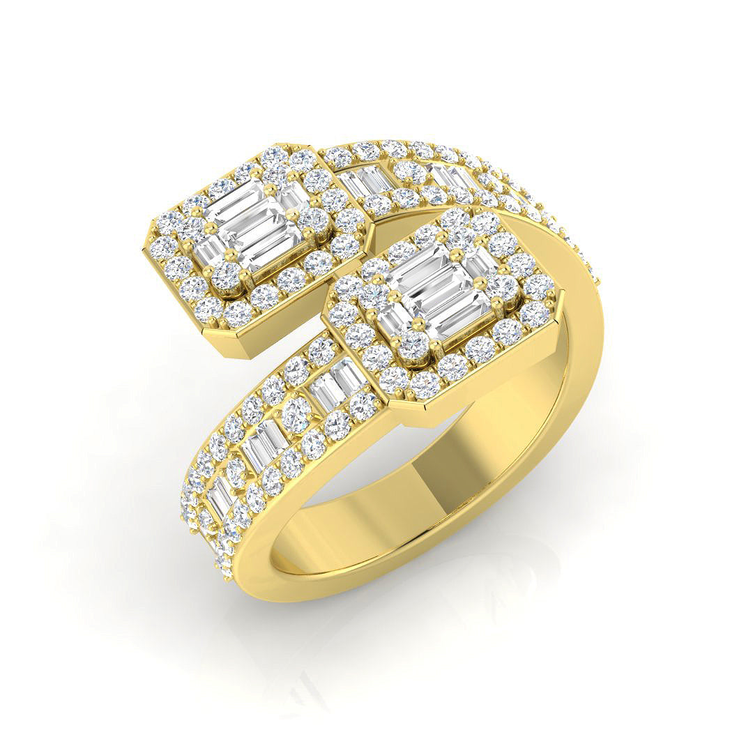 Lab-Grown Baguette & Round Brilliant Ring in 10K/14K gold and platinum with certified lab-grown or natural diamonds