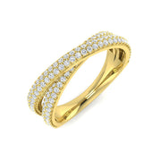 Diamond Pavé Crossover Band Ring 0.33 in 10K/14K gold and platinum with certified lab-grown or natural diamonds