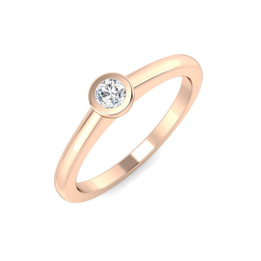 Round Cut Lab Grown Diamond Bezel Set Solitaire Engagement Ring in 10K/14K gold and platinum with certified lab-grown or natural diamonds