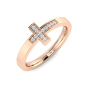 Diamond Cross Ring in 10K/14K gold and platinum with certified lab-grown or natural diamonds
