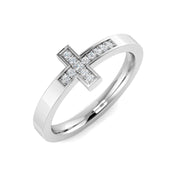 Diamond Cross Ring in 10K/14K gold and platinum with certified lab-grown or natural diamonds