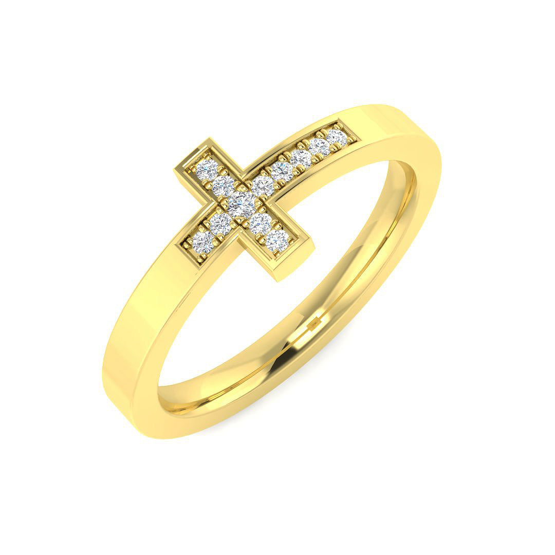 Diamond Cross Ring in 10K/14K gold and platinum with certified lab-grown or natural diamonds