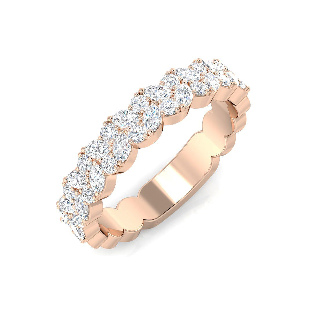 Marquise Diamond Half Eternity Ring in 10K/14K gold and platinum with certified lab-grown or natural diamonds