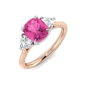 Diamond Radiabt Pink Sapphire Ring in 10K/14K gold and platinum with certified lab-grown or natural diamonds