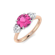 Diamond Holland Pink Sapphire Ring in 10K/14K gold and platinum with certified lab-grown or natural diamonds