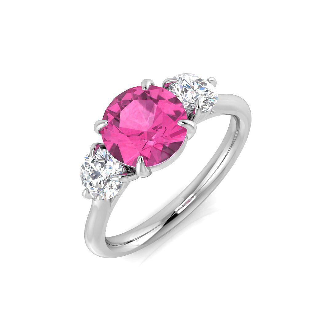 Diamond Holland Pink Sapphire Ring in 10K/14K gold and platinum with certified lab-grown or natural diamonds