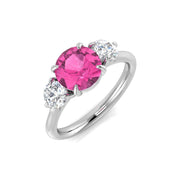Diamond Holland Pink Sapphire Ring in 10K/14K gold and platinum with certified lab-grown or natural diamonds