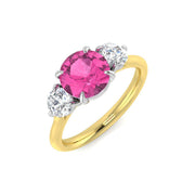 Diamond Holland Pink Sapphire Ring in 10K/14K gold and platinum with certified lab-grown or natural diamonds