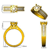 Baguette & Round Brilliant Cluster Ring in 10K/14K gold and platinum with certified lab-grown or natural diamonds