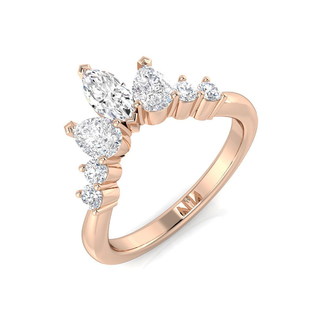 Marquise, Pear & Round Diamond Wishbone Ring in Hallmarked Gold & in 10K/14K gold and platinum with certified lab-grown or natural diamonds