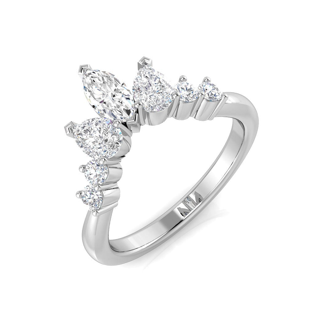 Marquise, Pear & Round Diamond Wishbone Ring in Hallmarked Gold & in 10K/14K gold and platinum with certified lab-grown or natural diamonds