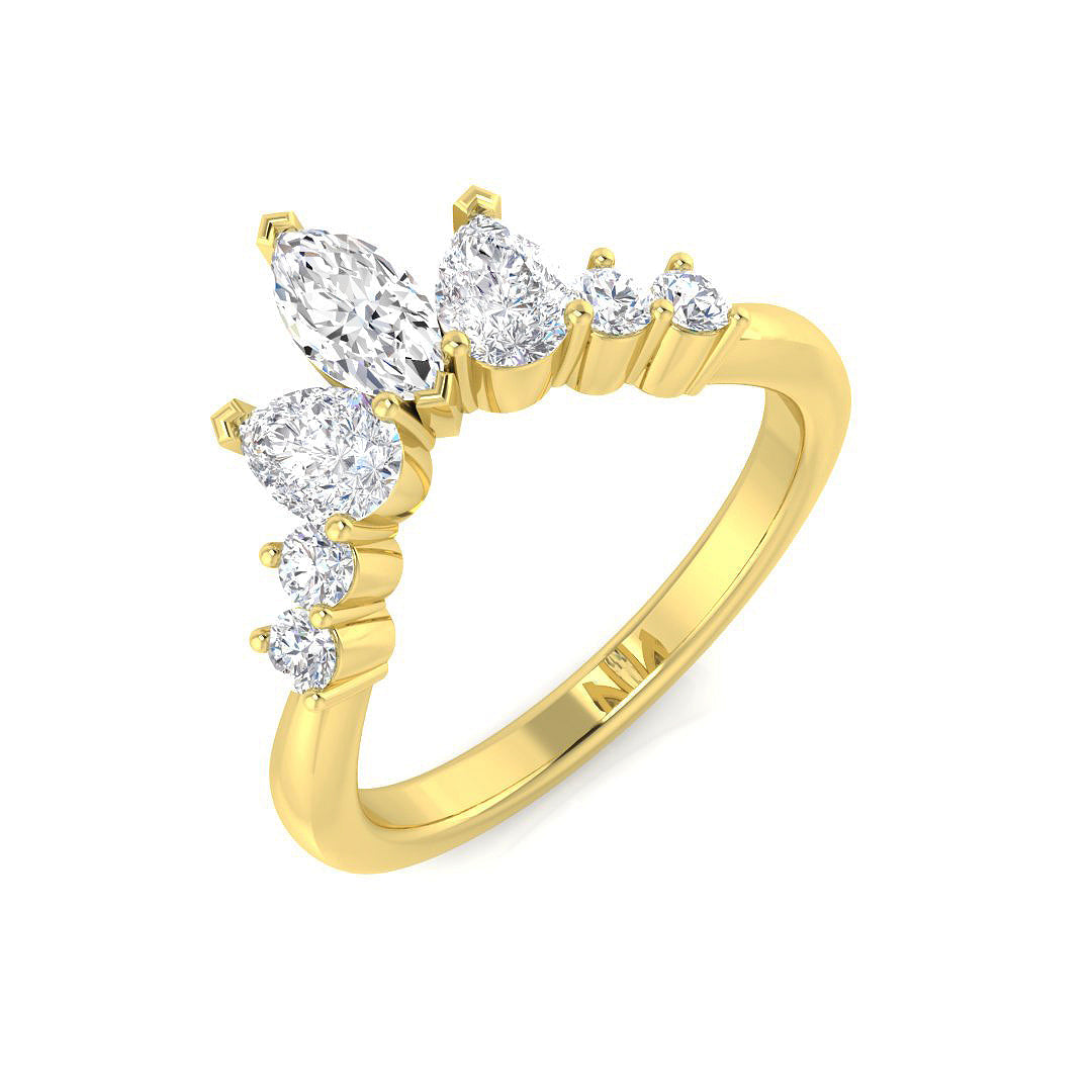 Marquise, Pear & Round Diamond Wishbone Ring in Hallmarked Gold & in 10K/14K gold and platinum with certified lab-grown or natural diamonds