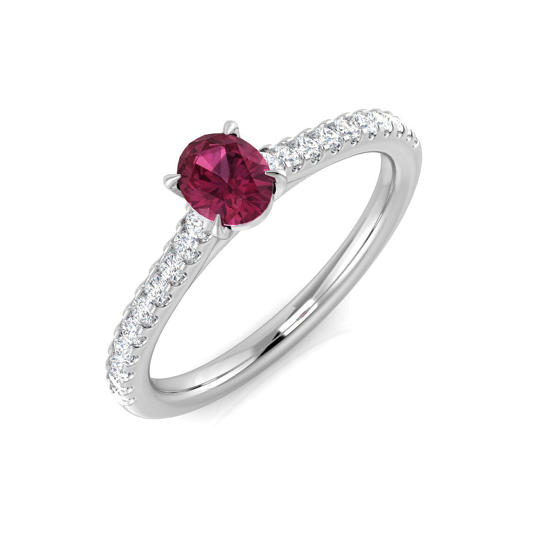 Diamond Lisson Pink Tourmaline Ring in 10K/14K gold and platinum with certified lab-grown or natural diamonds