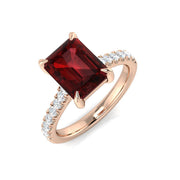 Diamond Belsize Rhodolite Ring in 10K/14K gold and platinum with certified lab-grown or natural diamonds