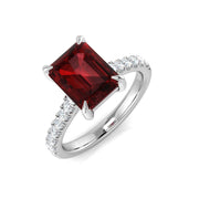 Diamond Belsize Rhodolite Ring in 10K/14K gold and platinum with certified lab-grown or natural diamonds