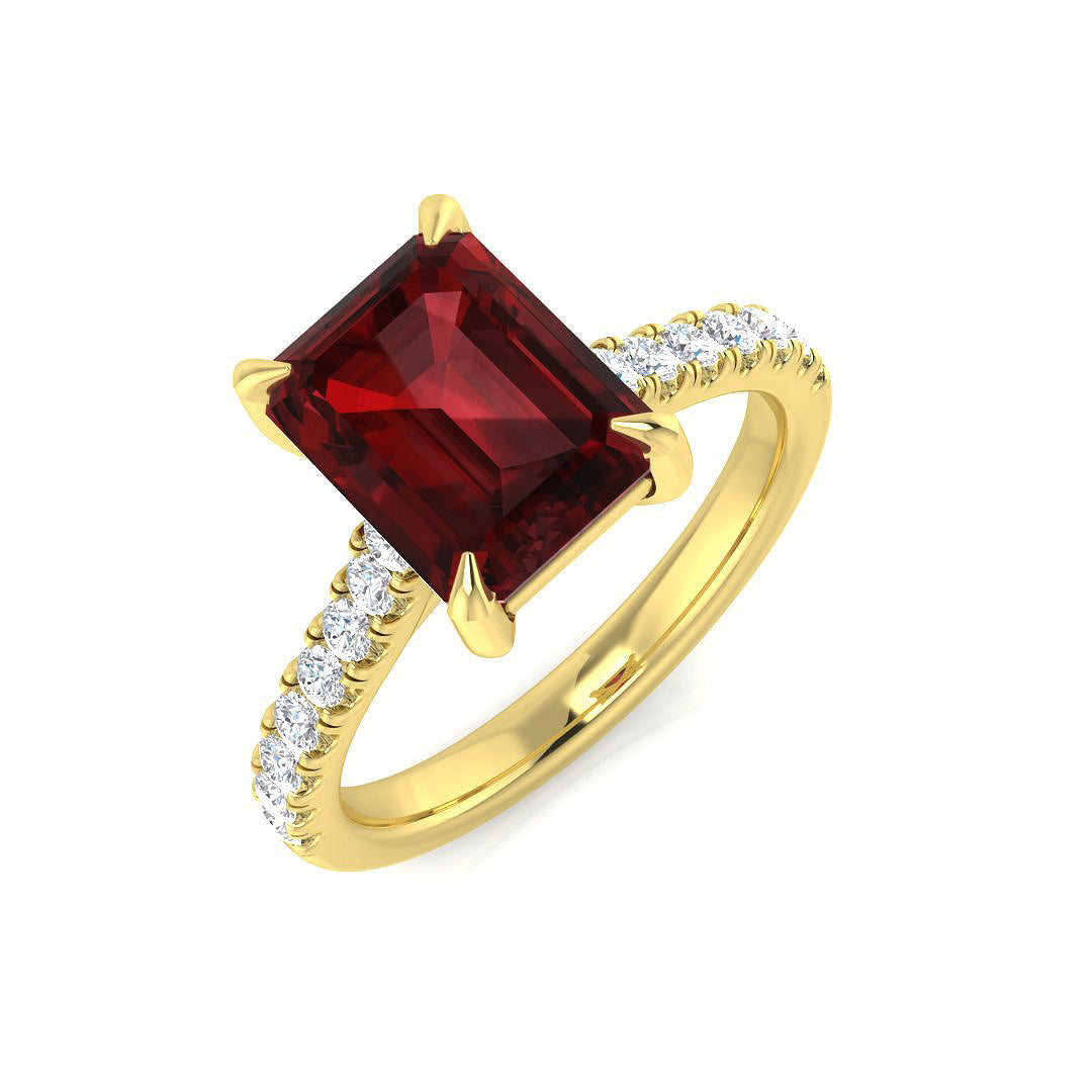 Diamond Belsize Rhodolite Ring in 10K/14K gold and platinum with certified lab-grown or natural diamonds