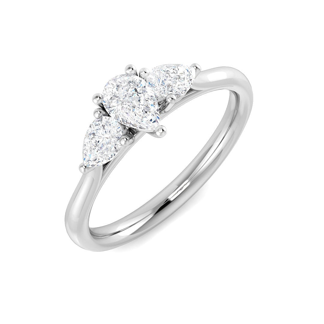 Diamond Dubdee 3 Stone Ring in 10K/14K gold and platinum with certified lab-grown or natural diamonds