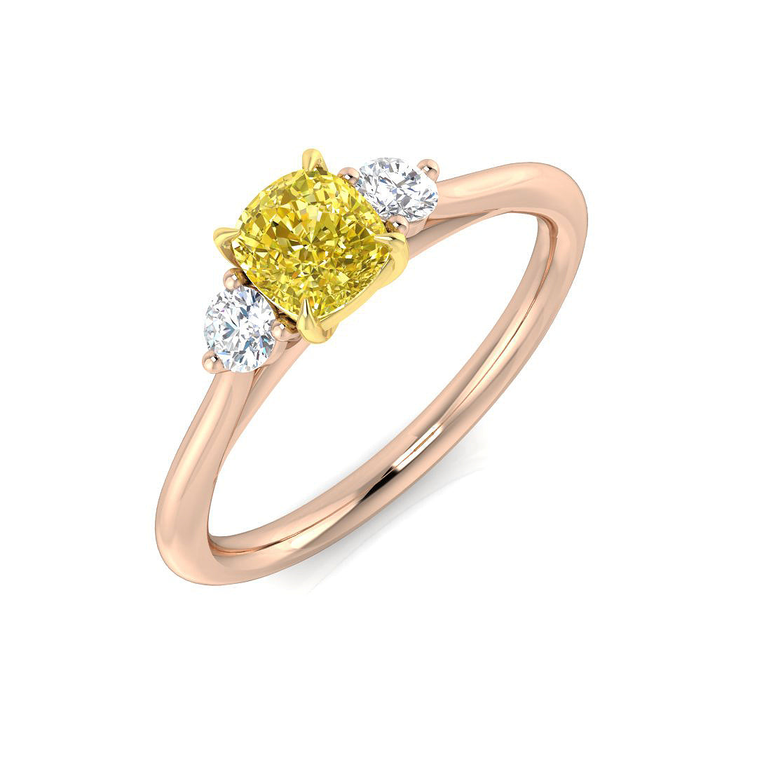 Diamond Archway 3 Stone Ring in 10K/14K gold and platinum with certified lab-grown or natural diamonds