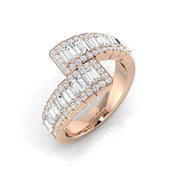 Baguette and Round Diamond Half Eternity Ring in 10K/14K gold and platinum with certified lab-grown or natural diamonds