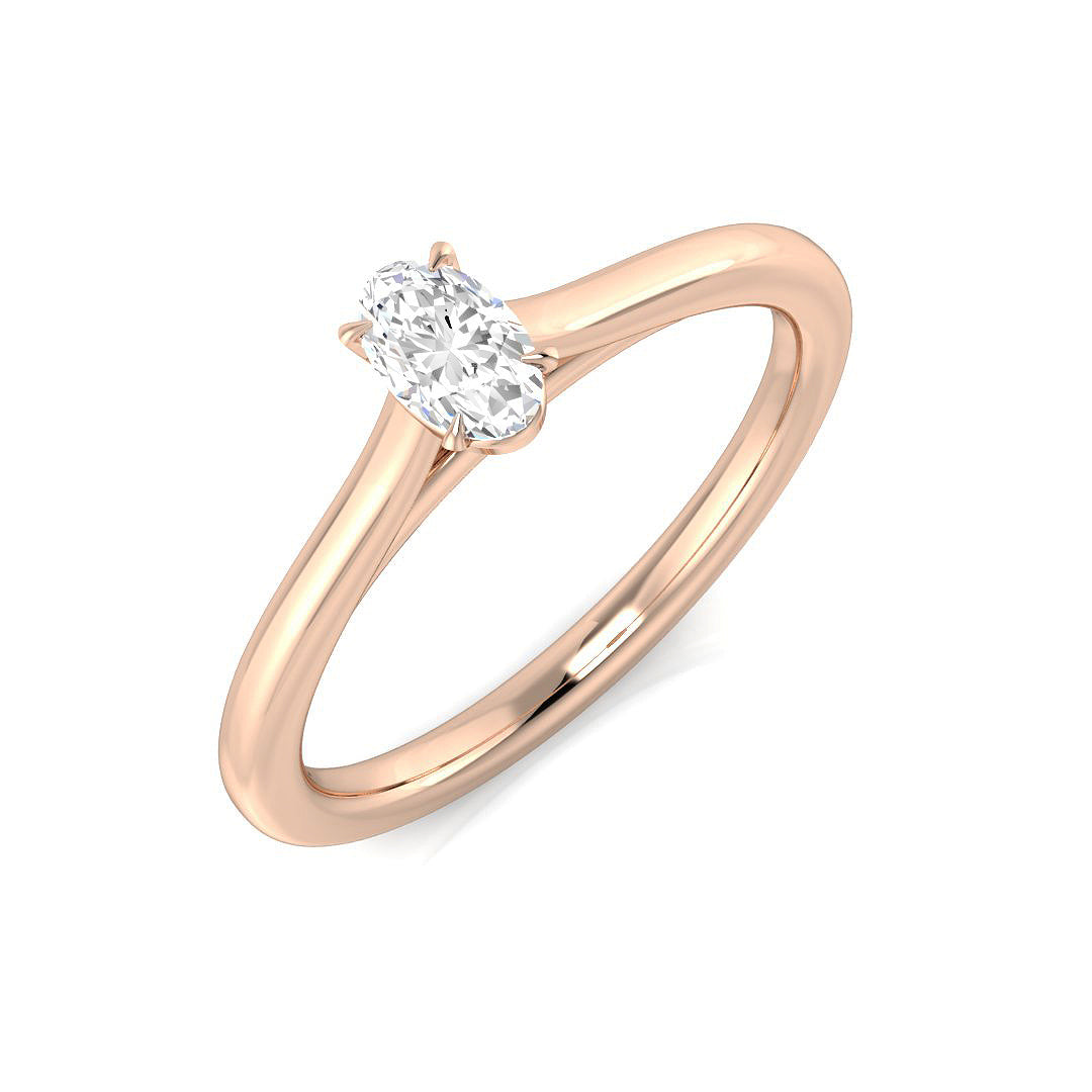 Oval Solitaire Diamond Ring in 10K/14K gold and platinum with certified lab-grown or natural diamonds