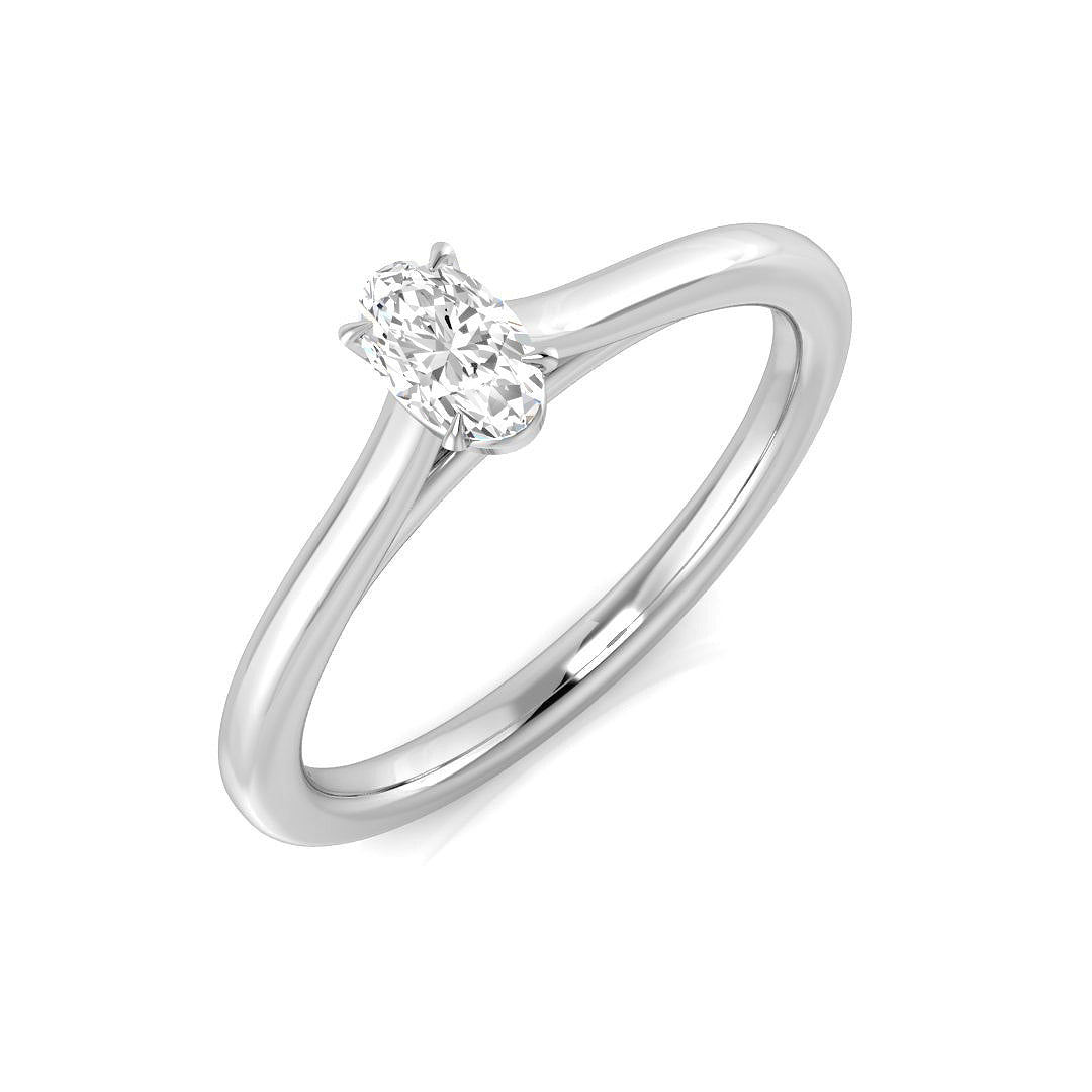 Oval Solitaire Diamond Ring in 10K/14K gold and platinum with certified lab-grown or natural diamonds
