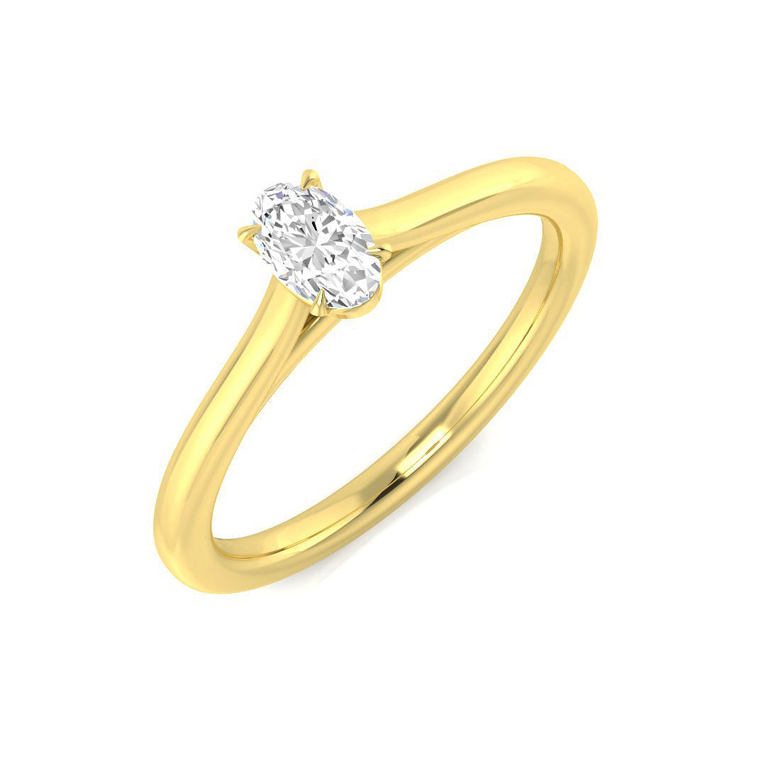 Oval Solitaire Diamond Ring in 10K/14K gold and platinum with certified lab-grown or natural diamonds