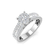 Baguette & Round Brilliant Cluster Ring in 10K/14K gold and platinum with certified lab-grown or natural diamonds