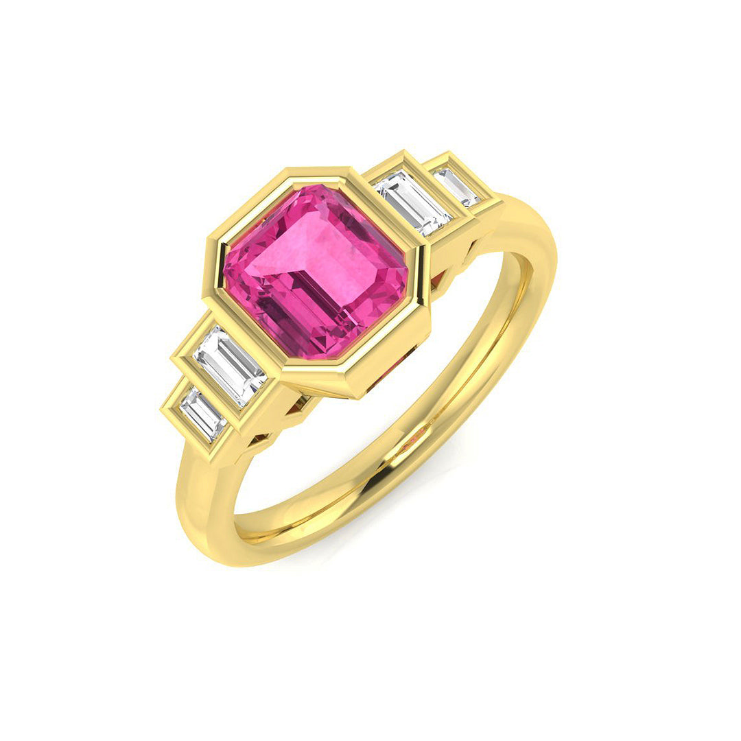 Diamond Pontypool Pink Sapphire Ring in 10K/14K gold and platinum with certified lab-grown or natural diamonds