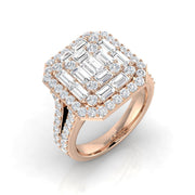 Diamond kouthamptob Baguette & Brilliant Ring in 10K/14K gold and platinum with certified lab-grown or natural diamonds